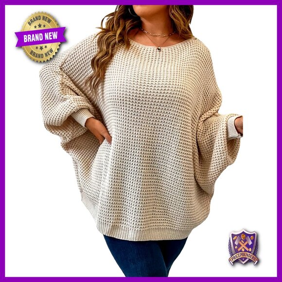 Plus Size Oversized Sweater Crewneck Long Sleeve Pullover Casual Fall Tops